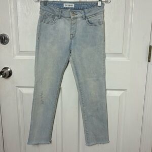 DL1961 MARA midrise ankle straight leg raw hem light wash size 25 Instasculpt